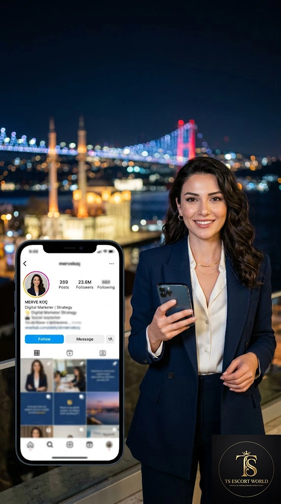 Elegant woman using a digital platform for how to meet trans models, symbolizing safe and sophisticated elite companionship